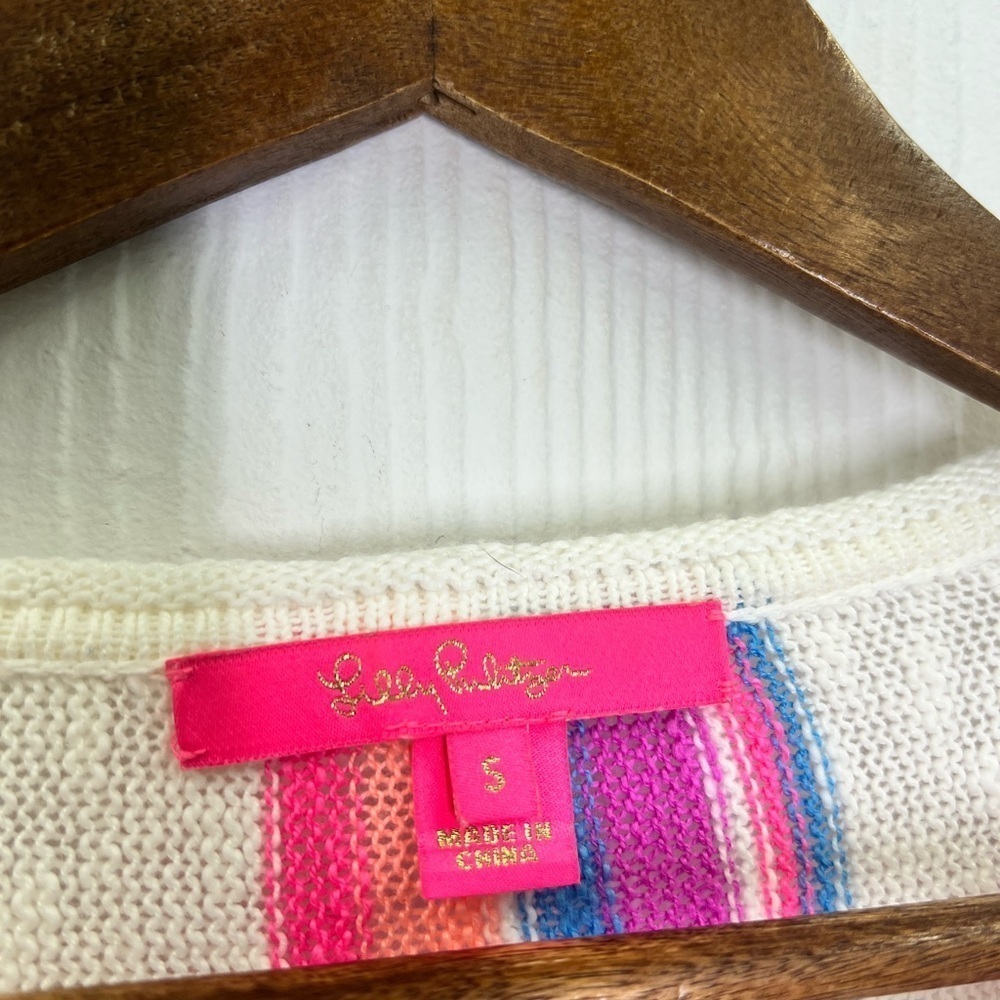 Lilly Pulitzer - Rozalia Rainbow Striped Side Vent Long Sleeve Eve Sweater S - Picture 10 of 12